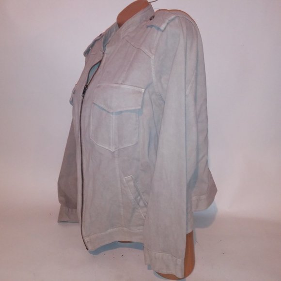 Torrid Utility Jacket Plus Size 2 2X Khaki Zip Up Military Solid Pockets Long Sl - Picture 8 of 14